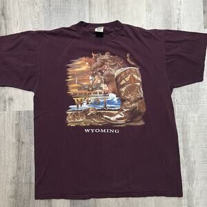 VTG Wyoming Untamed West Cowboy Boots Rattlesnake Stallion Western Travel Shirt